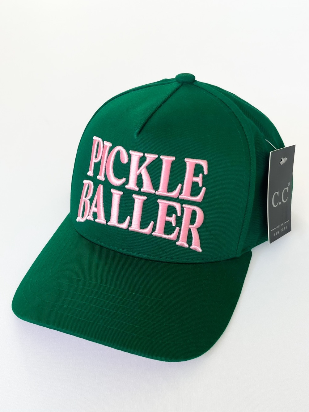 C.C Pickle Baller Green Pink Embroidered Snapback Hat NWT
